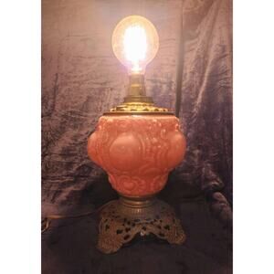 Vintage Pink Glass Parlor Lamp, Double Socket